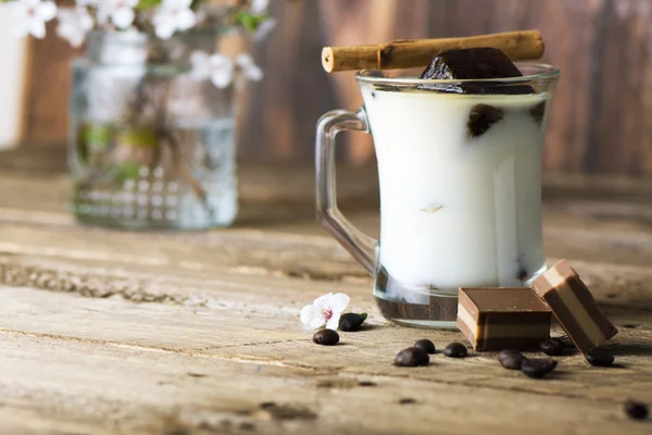 Mug of ice coffee with milk — Stock Photo, Image