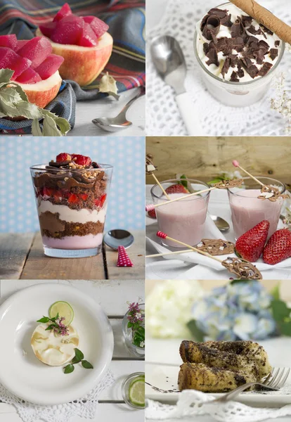 Collage van desserts — Stockfoto