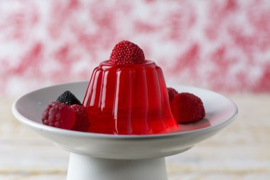 Red Cherry Gelatin Dessert Homemade  clipart