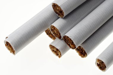 Tütün Sigara, bir arka plan doku olarak yığın yığın yakın çekim önden