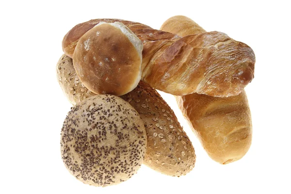 Productos de panadería fotografiados sobre fondo blanco aislado —  Fotos de Stock