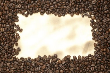 Caffe baskı, eski kağıt üzerinde kahve çekirdekleri