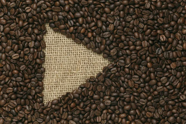 Édition cafe, grains de café sur fond de jute — Photo