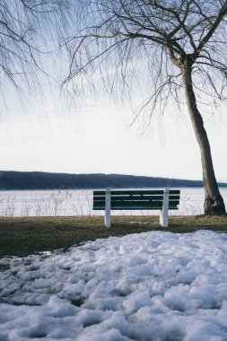 Donmuş gölün kıyısında