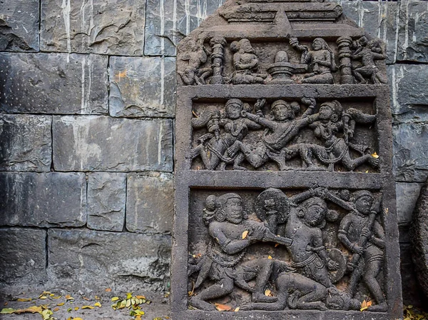 Prachtige Oude Ruïne Archeologische Beeldhouwkunst Gebouwd Met Grijze Steen India — Stockfoto