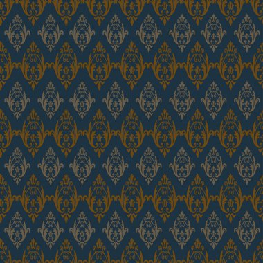 Kahverengi arka planda lüks barok tarzı, pürüzsüz desen. Siyah arkaplanda açık kahverengi ve açık gri renk tasarımı.