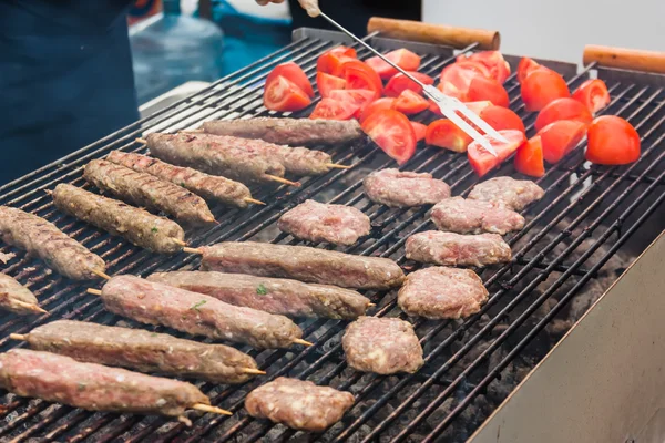 Kebab meat on the coals — Stock Photo, Image