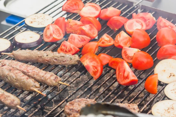 Kebab meat on the coals — Stock Photo, Image