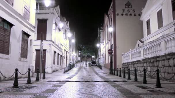 Macau - 22 November 2013: St. Lazarus district area at night — Stock Video