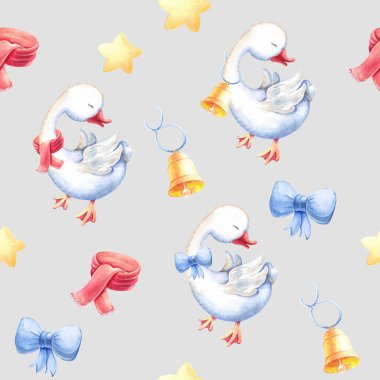 Yay, eşarp ve çan ile suluboya deseni