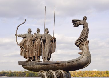 Kiev kurucuları Dnieper Nehri, Kiev, Ukrayna yakınında anıt