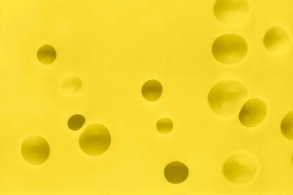 Cerca Textura Del Queso Amarillo Queso Con Grandes Agujeros Fondo — Foto de Stock