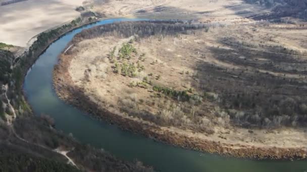 Drone Vista Primavera Deshielo Río Desna Ucrania Vista Pájaro Del — Vídeos de Stock