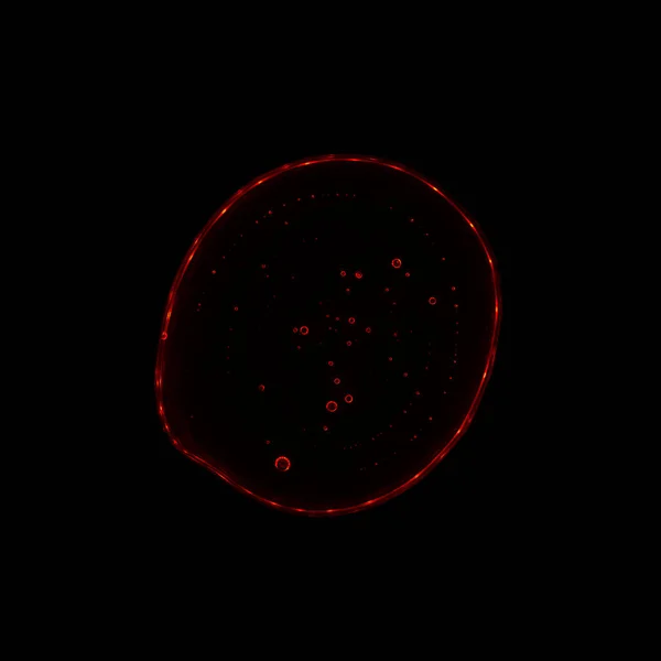Clear transparent liquid neon red gel drop or smear with neon light red flare isolated on dark background. Top view. Virus protection or cosmetics concept. Serum texture