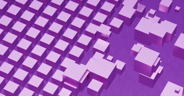 3Dレンダリングアブストラクトキューブループの背景 紫色のキューブまたはブロック抽象的なパターンアニメーション 4K分解能 — ストック動画