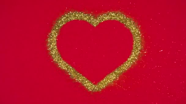 Heart Formed Golden Sparkles Valentines Day Concept Heart Made Gold — Stockvideo