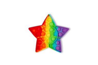 Pop It Antistress game fidget. Pop Fidget Sensory Toy for Autism Special Needs Stress Relief. Silicone Pressure Relieving Toy in form of star for Kids, Children, Adults. clipart