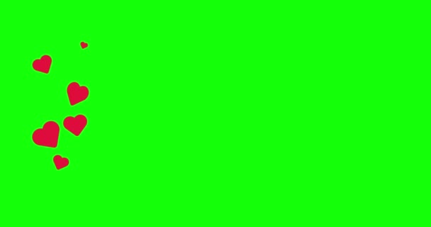 Социальные медиа Живые стиль анимированные сердца изолированы на зеленом фоне.. 4k анимации разрешения. День святого Валентина анимация сердца. Баннер с копировальным пространством. — стоковое видео