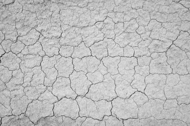 Çok kuru ve çatlamış toprağın solmuş dokusu. Kuraklık ya da susuzluk..