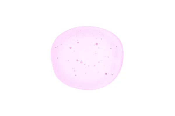 Gel liquide transparent rond rose goutte ou frottis isolé sur fond blanc. Vue de dessus. Protection contre les virus ou concept cosmétique. Texture du sérum — Photo