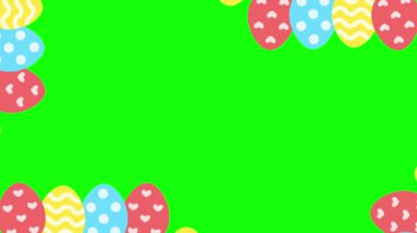 Paskalya yumurtaları animasyonu. Yeşil arkaplanda hareketli paskalya sınırı