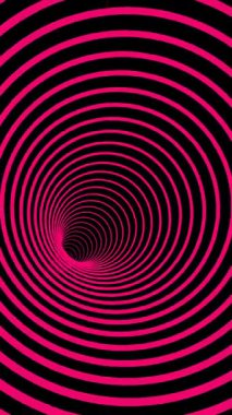 Canlı pembe eşmerkezli daireler içeren optik illüzyon animasyonu sürekli düz hareket ve güçlü renk kontrastı ile hipnotik, dinamik bir görsel efekt yaratır.