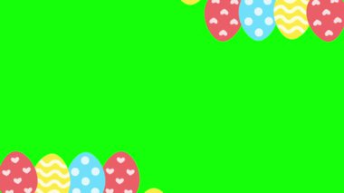 Paskalya yumurtaları animasyonu. Yeşil arkaplanda hareketli paskalya sınırı