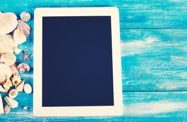 zaman dinlenme, tablet, deniz kabuklarını,