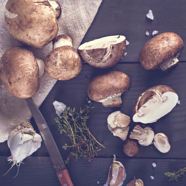 Frische Pilze mit Gewürzen — Stockfoto