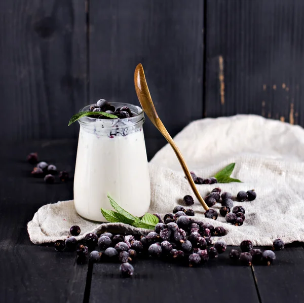 Yogur natural con grosella negra —  Fotos de Stock