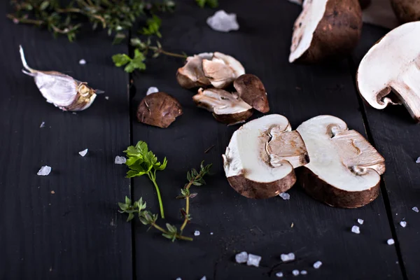 Čerstvé houby s kořením — Stock fotografie