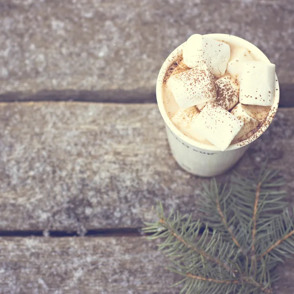 Eine Tasse warmen Kakao mit Marshmallows — Stockfoto