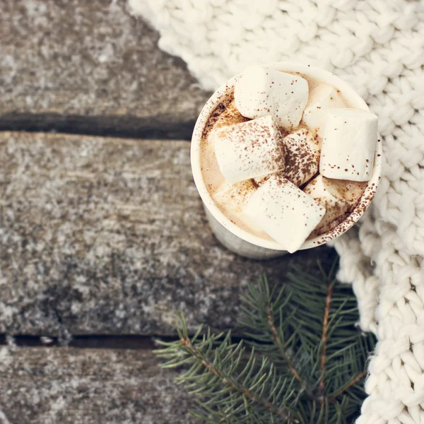 A cup of warm cocoa with marshmallows — Stock Photo, Image