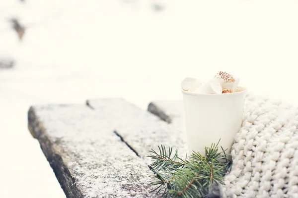 Eine Tasse warmen Kakao mit Marshmallows — Stockfoto