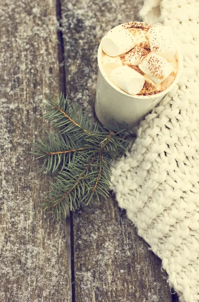 Eine Tasse warmen Kakao mit Marshmallows — Stockfoto