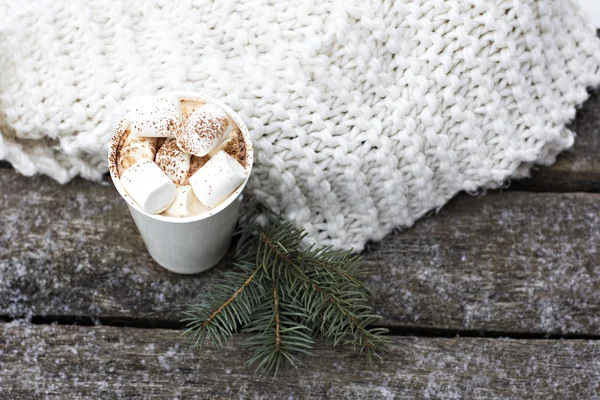 Eine Tasse warmen Kakao mit Marshmallows — Stockfoto