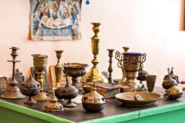 Vilkovo, Ukrayna 'daki tarihi müzede eski bir dini Slavonik ikonu