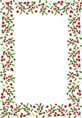 Yaban mersinli çerçeve sınırı. Vektör çizimi. Meyve suyu, çay, böğürtlen dolu fırın, çiftçi pazarı, market, bakkal, sağlık ürünleri için kızılcık tasarımı. 