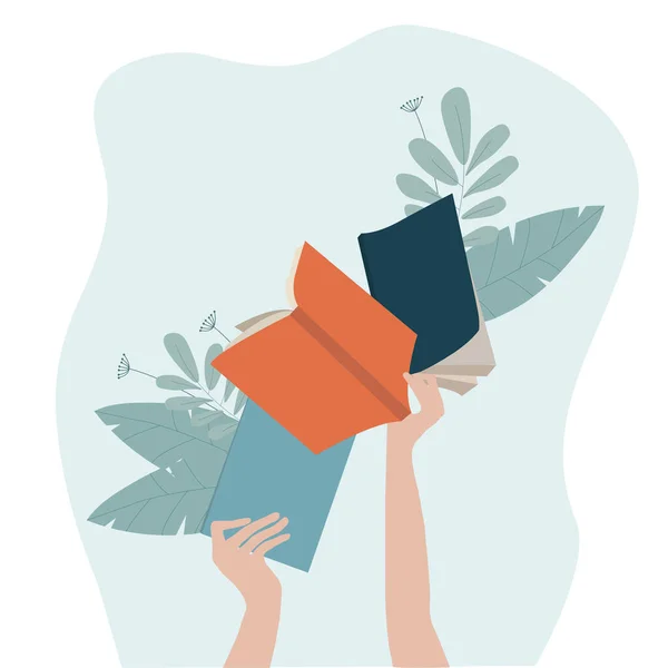 Manos Mujer Sosteniendo Libro Manos Femeninas Sosteniendo Libros Chica Elegante — Vector de stock