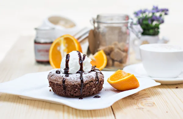 Varm dessert choklad kaka Fondantwarm dessert choklad kaka Fondant — Stockfoto