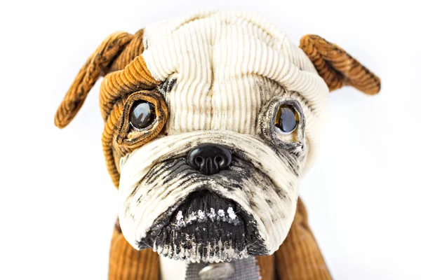 柔らかいおもちゃの犬は、英語ブルドッグ。分離 — ストック写真