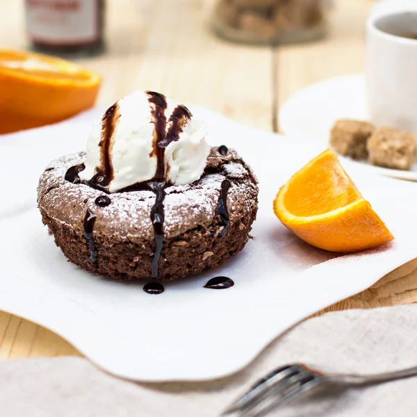 Warm dessert chocolate cake Fondant — Stock Photo, Image