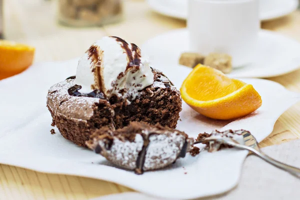 Warme chocolade dessert taart Fondant — Stockfoto