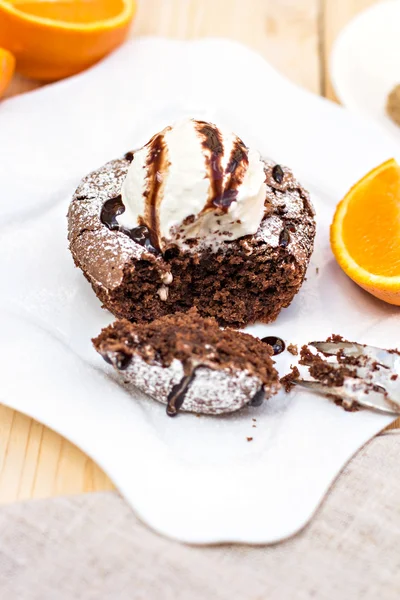 Ciepłe ciasto Deser czekoladowy Fondant — Zdjęcie stockowe