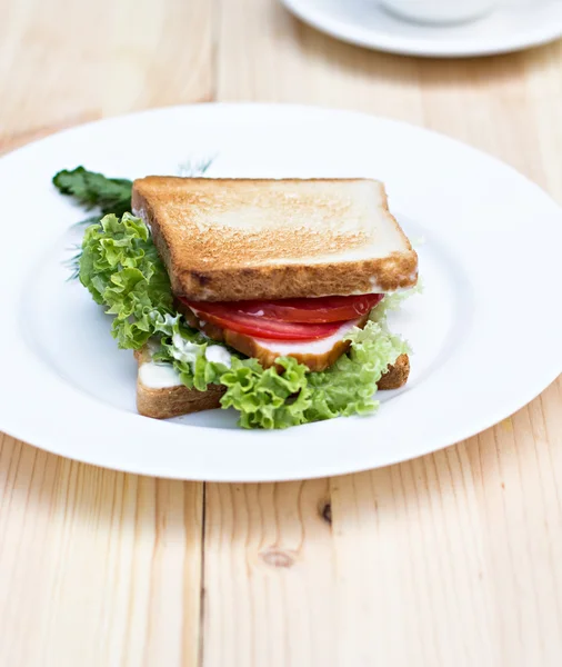 Healthy ham sandwich with cheese — Stock Photo, Image