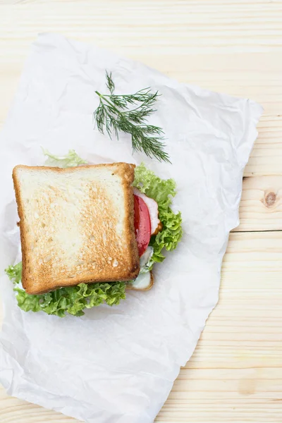 Healthy ham sandwich with cheese — Stock Photo, Image