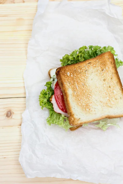 Healthy ham sandwich with cheese — Stock Photo, Image