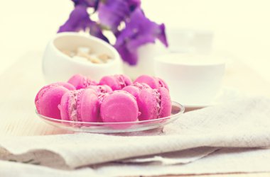 Renkli geleneksel Fransız Makarons