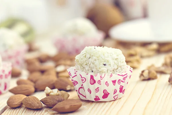 Homemade candy with coconut powder — Stock Photo, Image