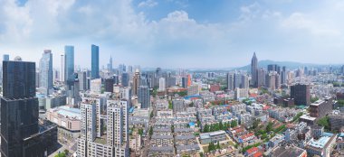 Skyline of Nanjing City on a Sunny Day Replaced with Clouds clipart